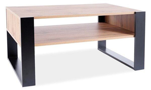 Tavolino Gema in rovere Wotan e nero – 100x64x50 cm