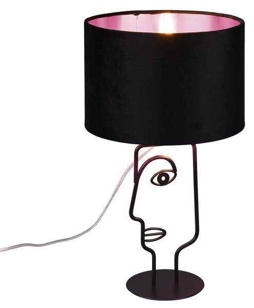 Lampada da tavolo LED RGB, realizzata in tessuto e metallo, con design a forma di viso, altezza 42 cm
