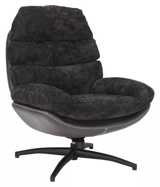 Poltrona Giselle in tessuto e pelle sintetica nera – 77x77x101 cm