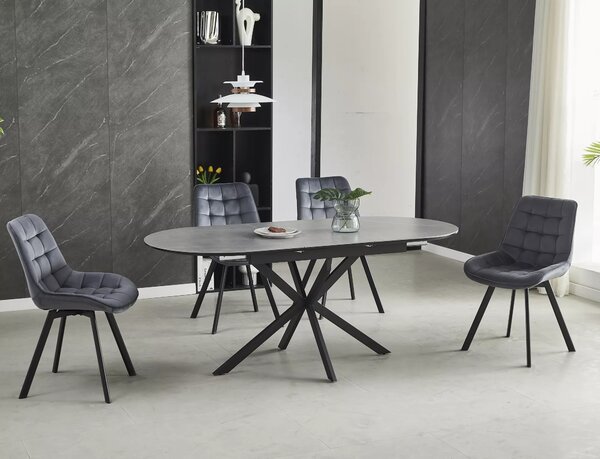 Tavolo Gaston Ceramic in ceramica grigio opaco – 140/180x80x75 cm