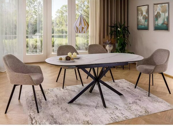 Tavolo Gaston Ceramic in ceramica bianco opaco – 140/180x80x75 cm
