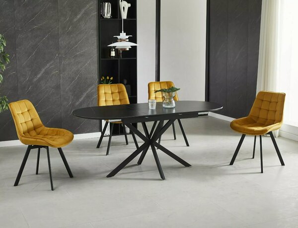 Tavolo Gaston Ceramic in ceramica nero opaco – 140/180x80x75 cm