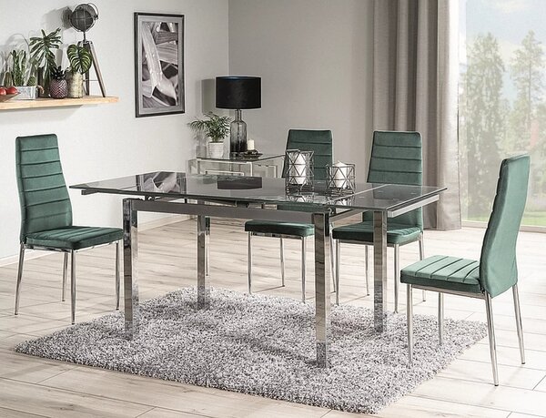 Tavolo GD-017 in vetro temperato nero – 110/170x74x75 cm