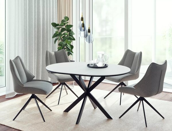 Tavolo Gaston Ceramic in ceramica bianco opaco – Ø100/135x75 cm