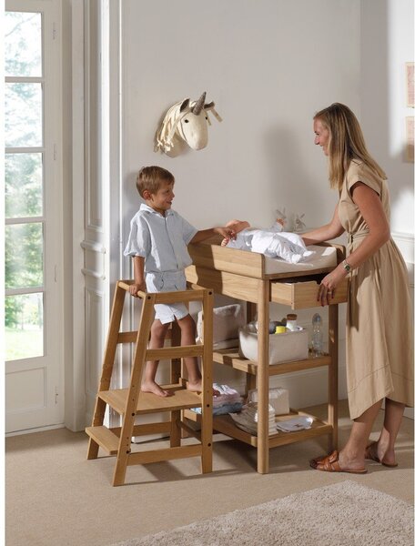 Fasciatoio di colore naturale in rovere massiccio con fasciatoio Forrest – Vipack