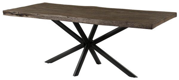 MASSIVMOEBEL24 | Tavolo da pranzo in legno di mango 200x100x76 laccato grigio / gambe incrociate antracite matt FREEFORM 5