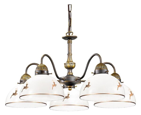 Kolarz 731.85.150 - Lampadario a catena NONNA 5xE27/75W/230V in stile corna di cervo, finitura oro rosa