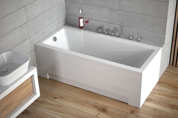 Vasca rettangolare 130x70 con grembiule in acrilico, set di scarico e piedini GRATIS | Set completo 4in1 Vasca originale in acrilico Siphon | BADLAND MODERN