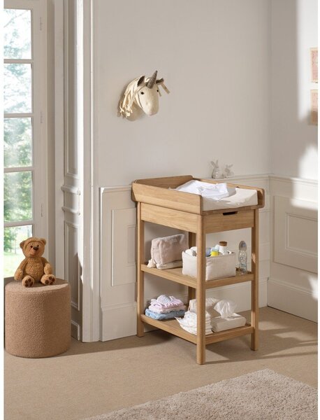 Fasciatoio di colore naturale in rovere massiccio con fasciatoio Forrest – Vipack