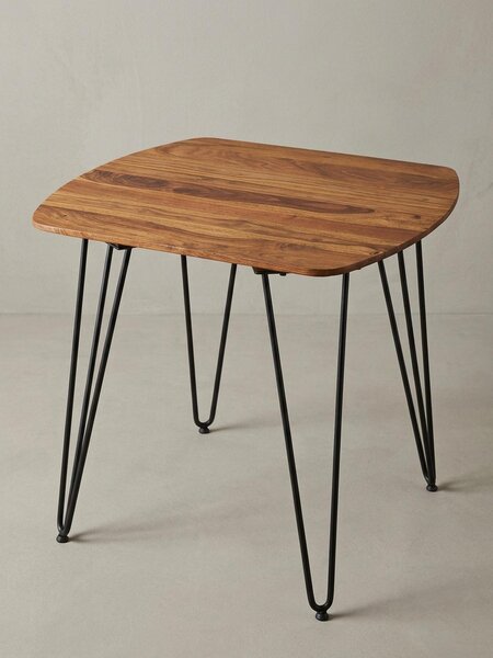 Tavolo da pranzo in legno massiccio, design moderno, angoli arrotondati, sheesham. 80x80x76 cm | Kadima Design