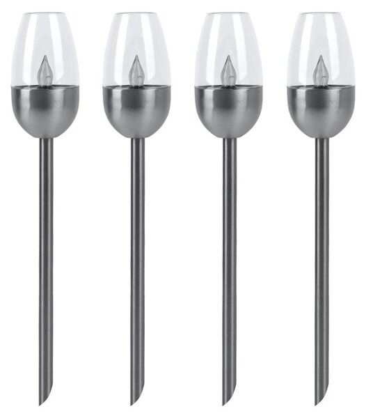 4x Luce esterna a LED, lampada solare, metallo, nero, H 38 cm