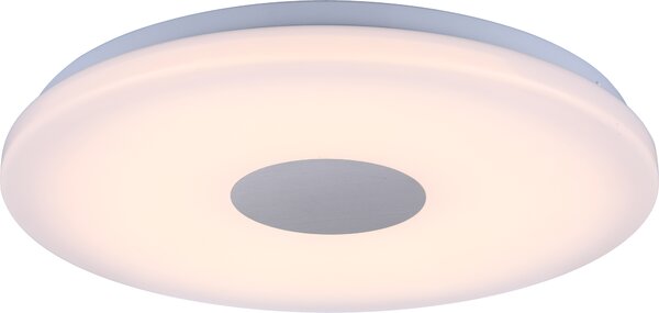 Plafoniera a LED, cromata, in acrilico, rotonda, finitura satinata, diametro 37,5 cm