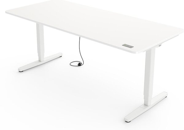Scrivania regolabile in altezza Yaasa Desk Pro, elettrica, 140 x 80 cm, bianca/bianca – Comando touch "Ergo Touch" – 9 funzioni di memoria – Display dell'altezza