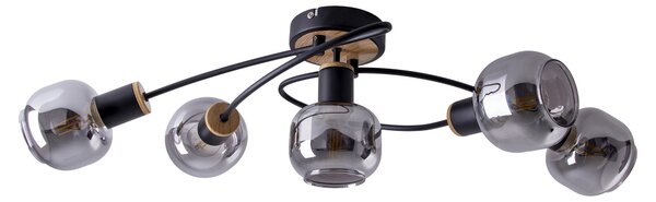 Plafoniera, metallo, vetro nero, L 67,5 cm