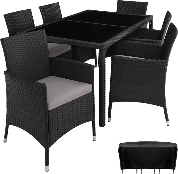 Tectake® Gruppo di seduta in rattan Porto per 6 persone