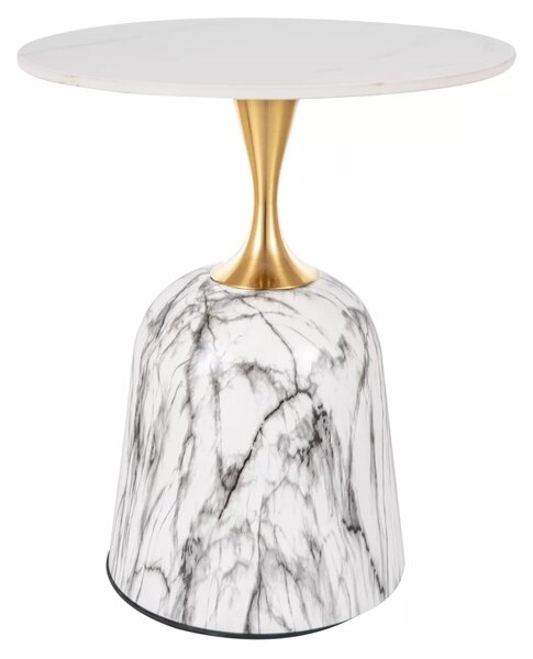 Tavolino Fama – bianco effetto marmo / oro
