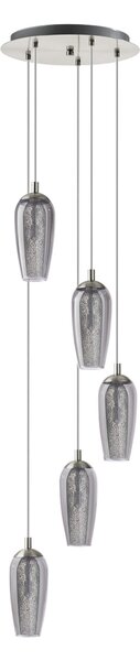 Lampada a sospensione a 5 luci in nichel nero opaco transp Granillefarsala