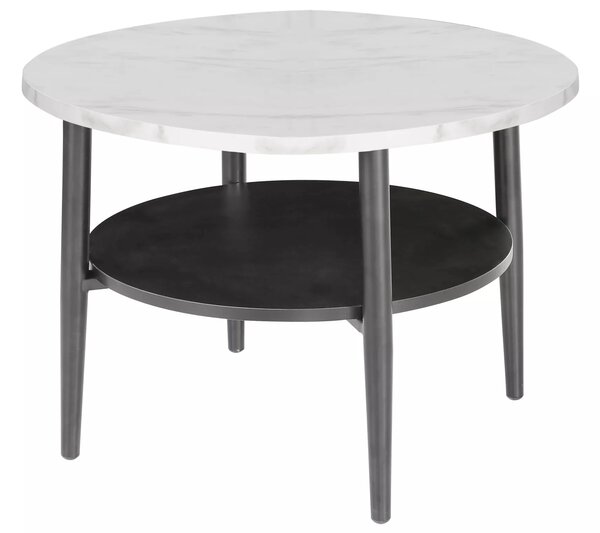 Tavolino rotondo Ella B bianco effetto marmo / nero opaco – Ø60 cm