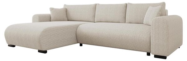 MIRJAN24 Divano angolare Merkos Cord, soggiorno a L con box letto e funzione notte, struttura in legno, lato universale (colore: Poso 100)