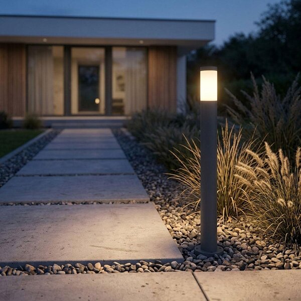 Lampada da terra, acciaio inox, antracite, H 110 cm