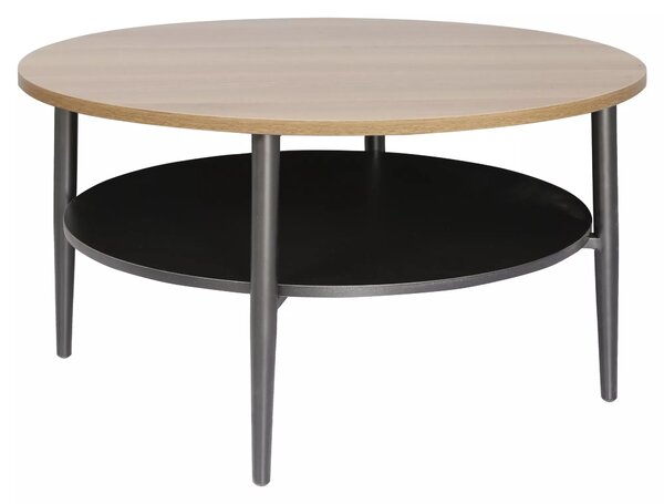 Tavolino rotondo Ella A rovere / nero opaco – Ø80 cm