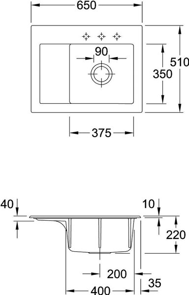 Lavello da cucina Villeroy&Boch, lavello da cucina Subway 45 Compact Almond 650x510mm, larghezza base 45cm
