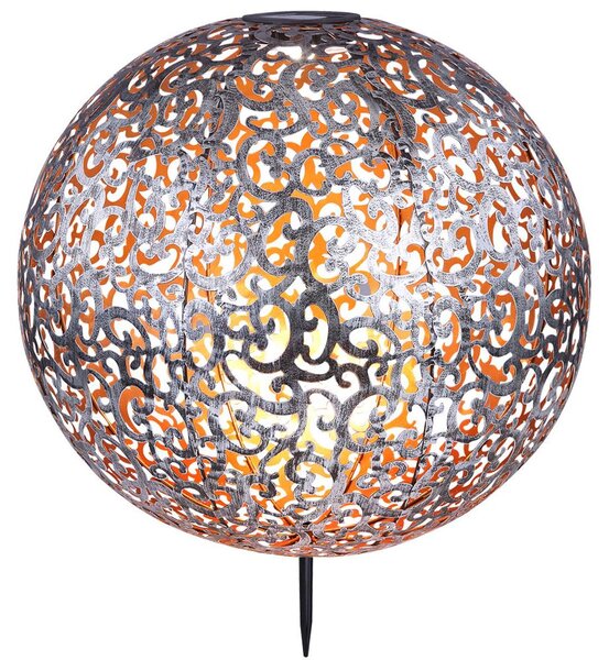 Lampada a LED solare a innesto, globo, argento, 40 cm