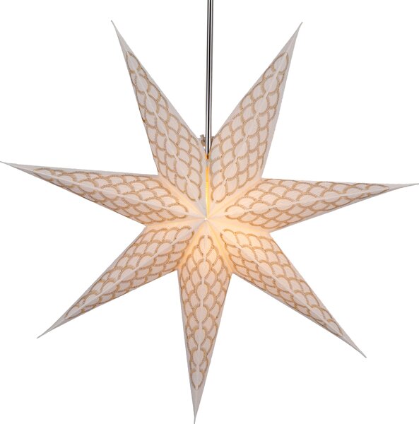 Stella pieghevole di carta illuminata dell'Avvento, stella di Natale 60 cm - Luxury Rama, bianco panna, decorazione per finestre a stella