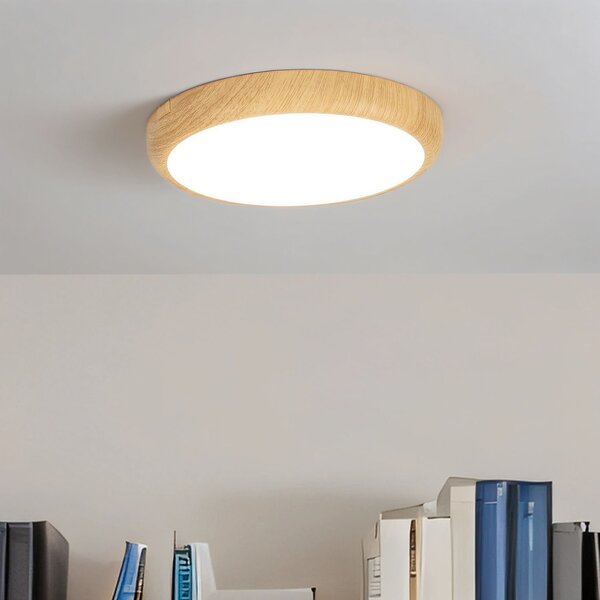 Lampada da soffitto a LED rotonda Ø 22,5 cm legno (pino) bianco 4400 K luce bianca neutra 2070 lm