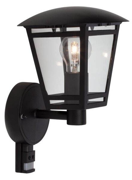 BRILLANTE applique da esterno Riley | luce esterna | metallo/vetro | nero | rilevatore di movimento | IP44 | 1x E27 max. 40 W