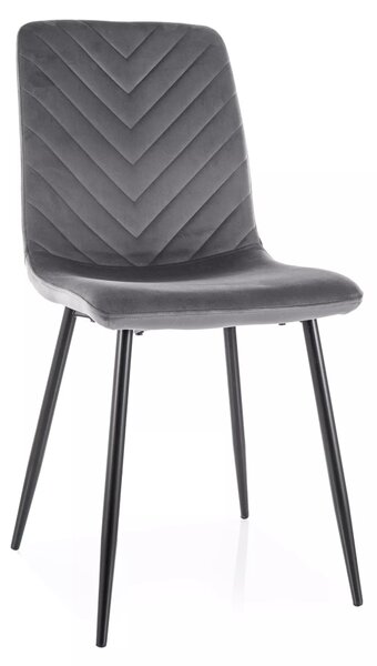 Sedia Daren Velvet in velluto grigio e struttura in metallo nero opaco – 45x39x91 cm