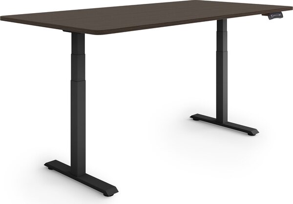 ESMART Germany EZX-132BE 160x80cm Decorazione ebano Scrivania ergonomica in piedi/seduta Regolabile elettricamente in altezza in modo continuo 60,5-125,5 cm 3 x memoria Promemoria attività Porta di ricarica USB Montaggio rapido