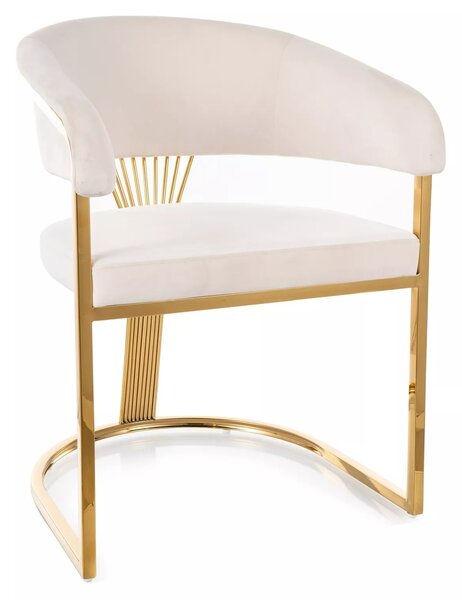 Sedia Crown Velvet in velluto beige chiaro Bluvel 30 con struttura in acciaio inox dorato – 57x77 cm
