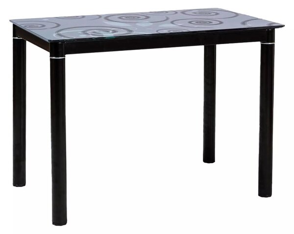 Tavolo Damar con piano in vetro temperato nero e struttura in metallo verniciato – 80x60x75 cm