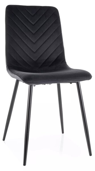 Sedia Daren Velvet in velluto nero e struttura in metallo nero opaco – 45x39x91 cm