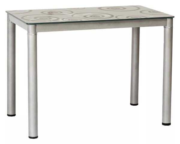 Tavolo Damar con piano in vetro temperato grigio e struttura in metallo verniciato – 100x60x75 cm