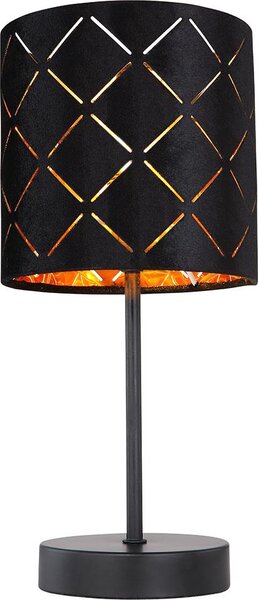 Lampada da tavolo a LED, timbri decorativi, velluto, nero, H 35 cm