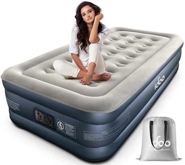 Materasso gonfiabile con pompa, 190x99x46 cm, colore grigio