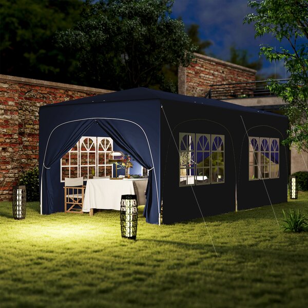 Outsunny Gazebo pop-up 3 x 6 m con pareti laterali, tenda da giardino regolabile in altezza UPF50+ con borsa e sacchi di sabbia | Aosom Italy
