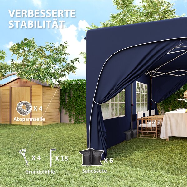 Outsunny Gazebo pop-up 3 x 6 m con pareti laterali, tenda da giardino regolabile in altezza UPF50+ con borsa e sacchi di sabbia | Aosom Italy