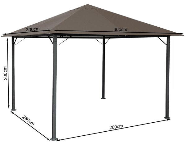 Padiglione da giardino in metallo Nizza 3x3m Tenda antica per feste Taupe / Beige grigio RAL 7006