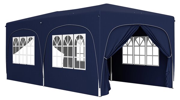Outsunny Gazebo pop-up 3 x 6 m con pareti laterali, tenda da giardino regolabile in altezza UPF50+ con borsa e sacchi di sabbia | Aosom Italy