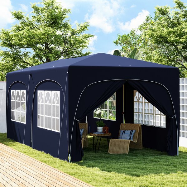Outsunny Gazebo pop-up 3 x 6 m con pareti laterali, tenda da giardino regolabile in altezza UPF50+ con borsa e sacchi di sabbia | Aosom Italy