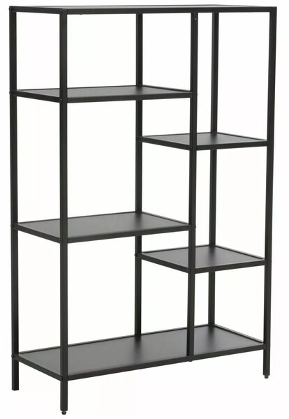Libreria Costa B in metallo nero con ripiani in legno laminato nero – 70x30x109 cm