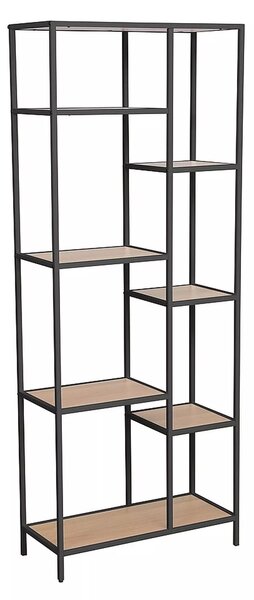 Libreria Costa A in finitura rovere con struttura in metallo nero opaco – 70x30x178 cm