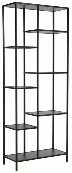 Libreria Costa A in metallo nero con ripiani in legno laminato nero – 70x30x178 cm