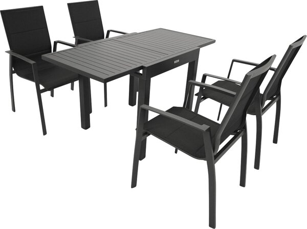 DEGAMO Set da giardino ALCUDIA 5 pezzi, alluminio antracite, resistente alle intemperie