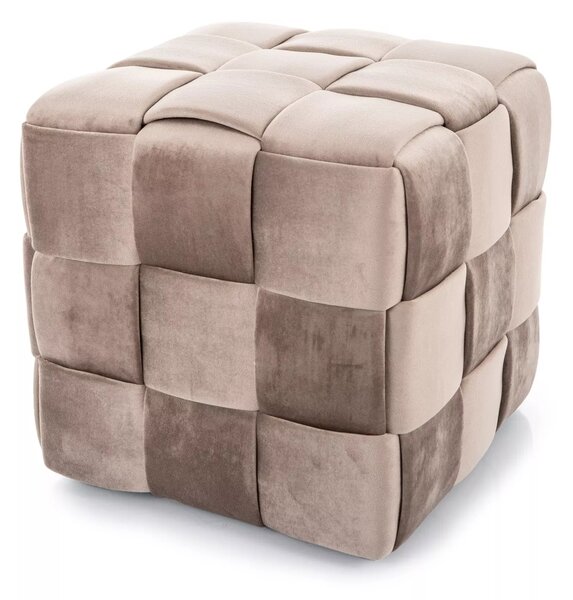 Pouf Casel Velvet in velluto color beige scuro – 42x42x42 cm