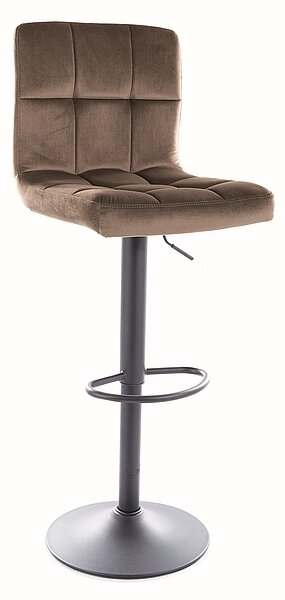 Sgabello bar C105 Velvet in velluto beige scuro Bluvel con struttura in metallo nero opaco – 42x96 cm