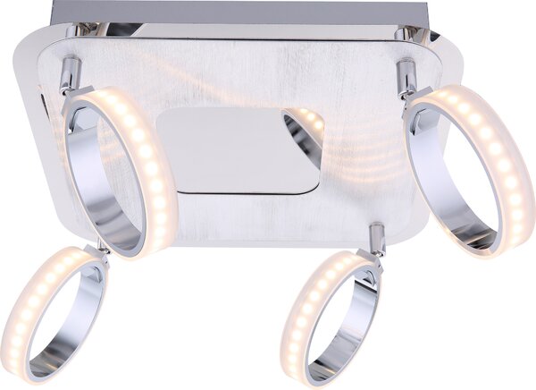 Lampada a sospensione Globo, modello Idaho, in alluminio cromato, con 4 LED; codice prodotto: 56043-4